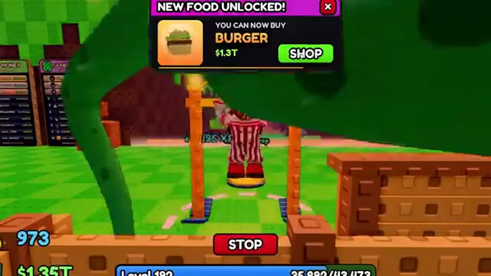 Throw Food For Animals late-session Burger unlock prompt over training — shop spend, not a codes menu